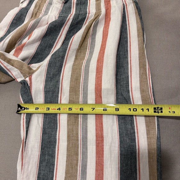 Madewell Huston Linen Blend Pull-On Striped Crop Pants Women's Size M - Picture 11 of 14
